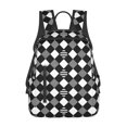 thumbnail image 1 of Plaid Black White Backpack Casual Shoulder Daypack Lightweight Travel Backpack For Men Women, 1 of 5