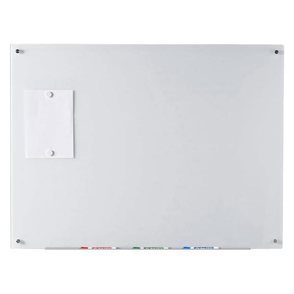 Glass Dry Erase Board with Magnetic Surface - 40x35 Whiteboard Set - Includes Tray & Magnets - Wall Mounted for Office, Home, School, Planning & Brainstorming