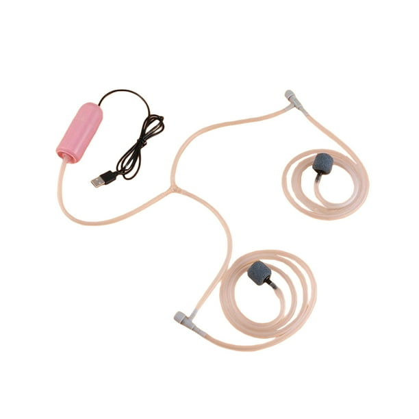 Bomba de oxígeno para acuario de 5V, repuesto para sala de estar, dormitorio, estanque, aireador de aire, accesorios de oxigenación, pieza de Bombas de aire para acuarios 2 Tubos Piedras Rosa Methold PT003973-11