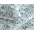 thumbnail image 3 of Ambesonne Skull Quilted Bedspread Set 3 Pcs, Sketchy Skeleton Heads Print, Queen, White and Sky Blue, 3 of 4