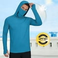 thumbnail image 2 of Eryao Men's UPF 50+ Sun Protection Hoodie with Face Mask Thumb Holes Long Sleeve Fishing Rash Guard Summer Breathable Workout Shirts,Sky Blue,M, 2 of 6