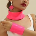 thumbnail image 3 of African National Choker Collars Leather Chunky Punk Necklace Earring Bracelet Set Gothic Statement Necklaces for Women, 3 of 3