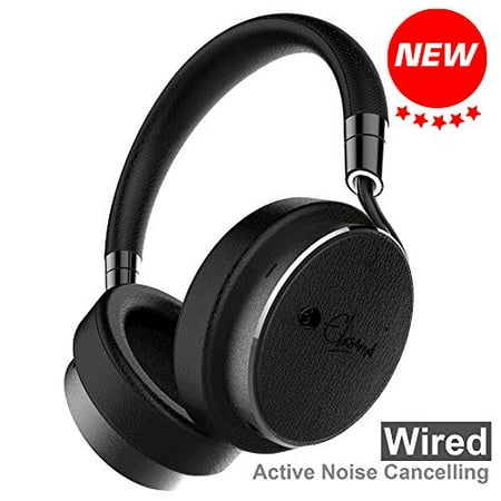 Elesound NC100 Wired Active Noise Cancelling Headphones,Hi-Fi Deep Bass Over Ear Headphones with Microphone,Comfortable