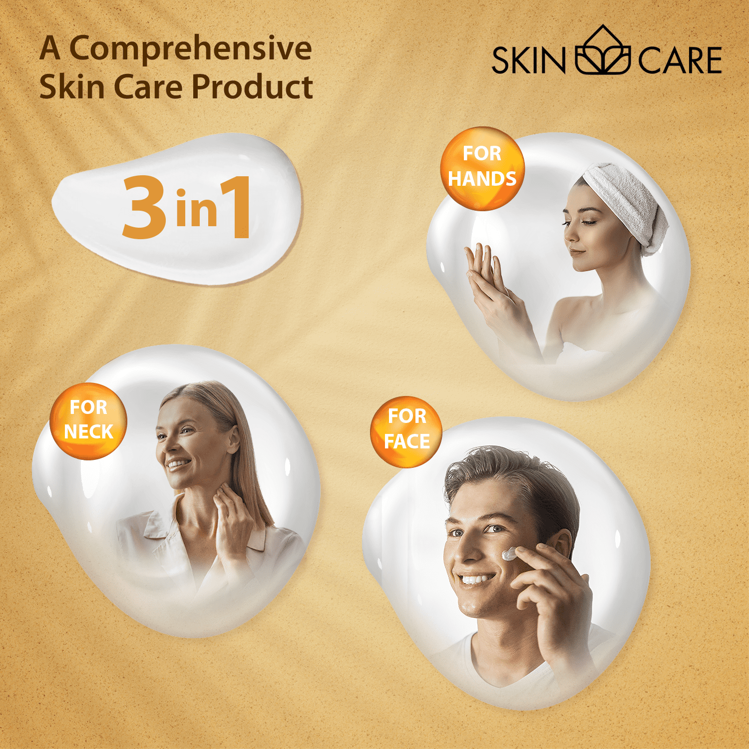 Skin Care 3-in-1 24K Gold & Collagen Moisturizing Cream for Face, Neck and Hands - Delicate and Easily Absorbed Daily Cream for All Skin Types - 16.9 fl. oz.