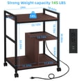 thumbnail image 2 of Leyaoyao Printer Stand for Desk with Charging Station, 3 Tier Desktop Shelf, Walnut Desk Organizer for Home Office, Fit Fax Machine/3D Printer/Scanner, 2 of 7