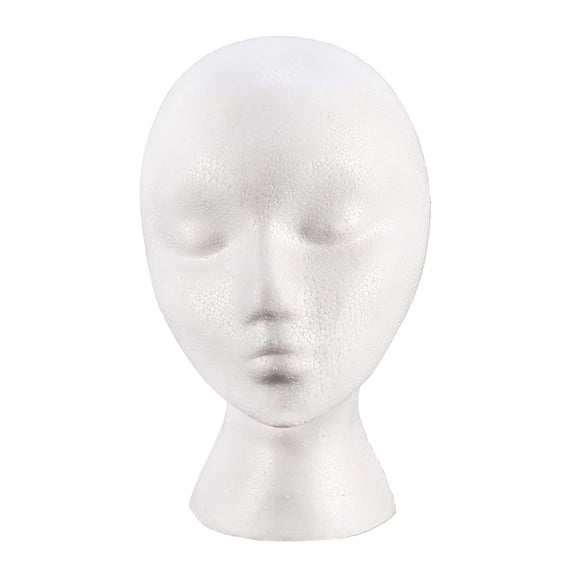 Foam Mannequin Head Reusable Head Model Mannequin Head Wig Holder Cap Display Stand for Salon Home-White