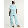 thumbnail image 2 of Joyspun Women's Dreamy Soft Collection Notch Collar Short Sleeve Knit Top & Capri Pajama Set, 2-Piece, Sizes XS-3X, 2 of 4