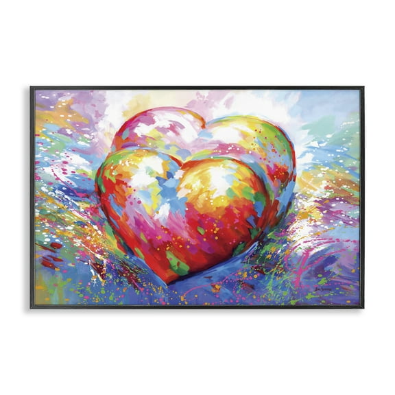 Stupell Industries Forever In My Heart Abstraction Abstract Painting Black Framed Art Print Wall Art, 18 x 12