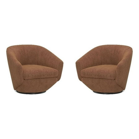 Pemberly Row Modern / Contemporary Fabric Rust Swivel Chair Two Pack