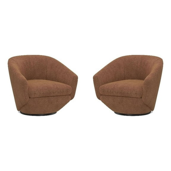 Pemberly Row Modern / Contemporary Fabric Rust Swivel Chair Two Pack