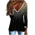 thumbnail image 2 of Viadha Plus Size Tops Women's Solid Colour Tops Vintage Gold Velvet Long Sleeve Tops Long Sleeve V-Neck Shirt, 2 of 8