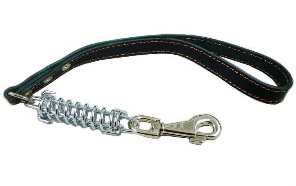 Black Shock Absorbing Leather Dog Short Traffic Leash 20" Long for Large to XLarge Breeds