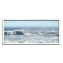 Stupell Beach Foam Splashing Waves Landscape Photography White Framed Art Print Wall Art