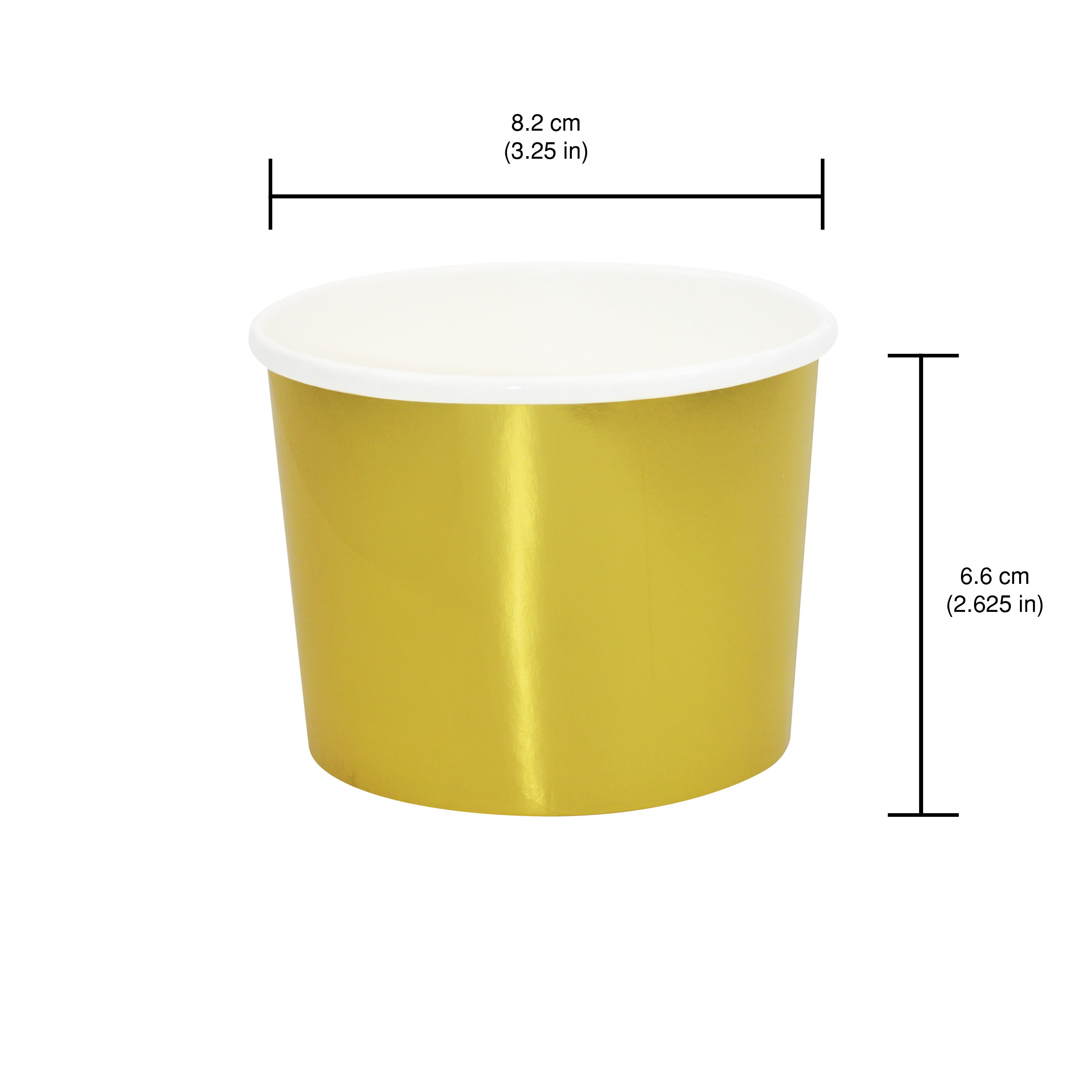 3.375 (Topper) x 2.625 in H, 9 Ounce Capacity, 8 Count Metallic Gold / Red / Iridescent  Disposable Paper Treat Cup, Christmas, Partyware, Holiday Time
