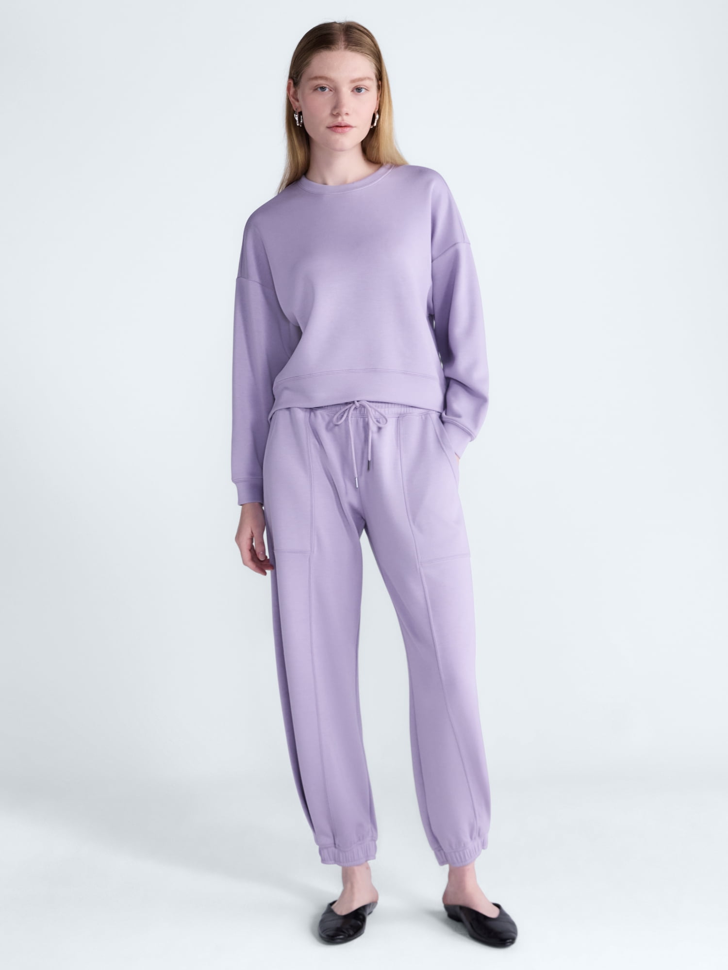 Scoop Women's and Women's Plus Scubaknit Cropped Sweatshirt with Drop Sleeves, Sizes XS-4X