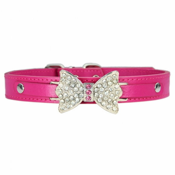 BESTSKY Dog Collar,Simple Design Dog Harness,Durable Convenient Dog Leash,Rose Red,S 1.5-30cm