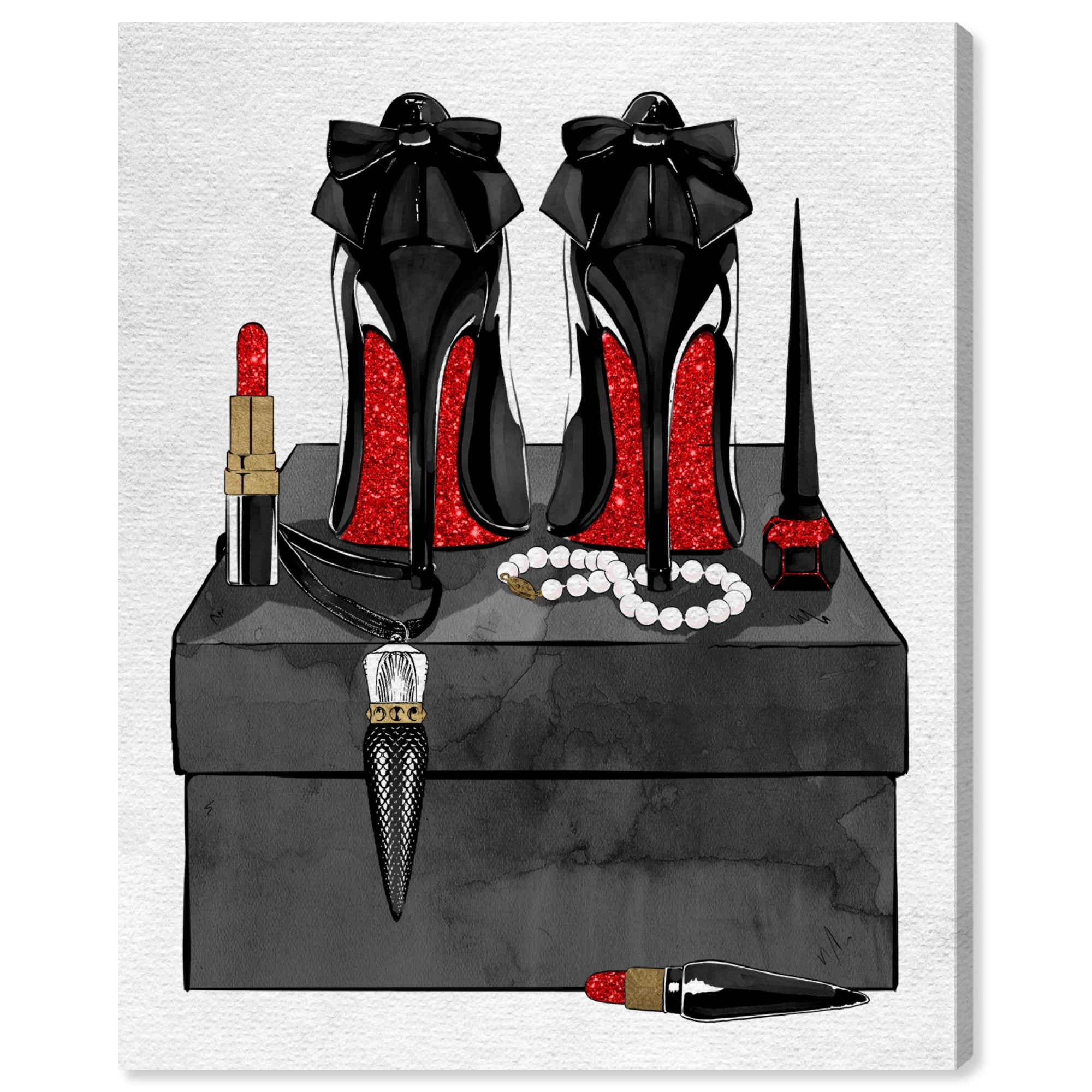 red glitter canvas shoes