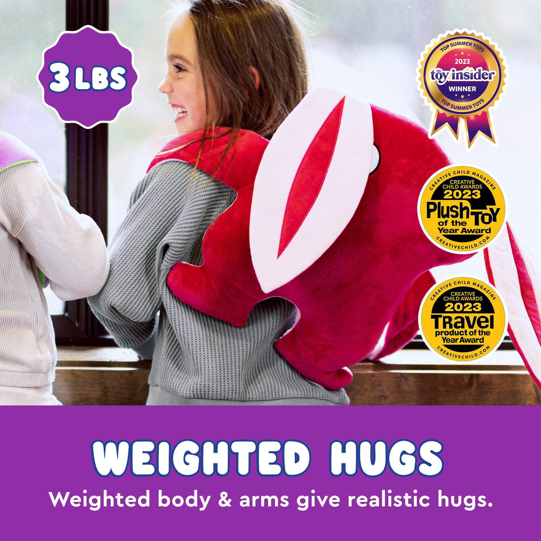 Lucky - Bumpas Weighted Plush Toy to Help Sleep, Stress, Anxiety - Pink/Magenta - Ages 3+