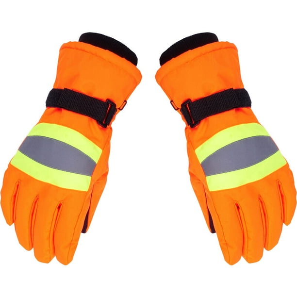Men Women Reflective Work Gloves Winter Warm Gloves Windproof Waterproof  Gloves Anti-slip Safety Sanitation Gloves for Outdoor Gardening  Construction