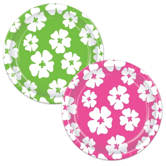 96 Pack Bulk Luau Party Hibiscus Paper Plates 9 inch