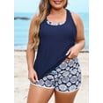 thumbnail image 5 of SHEWIN Tankini Bathing Suits for Women 3 Piece Swim Suits Summer Tankinis with Shorts Swimsuits Plus Size Swimsuit Navy 2XL, 5 of 10