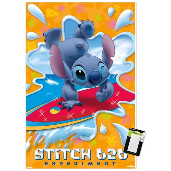 Disney Leroy & Stitch (2006) - Surfing Upside Down Wall Poster, 22.375" x 34"