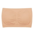 thumbnail image 3 of 3PCS Seamless Tube Top Bandeau Stretchable Spandex Bra with Removable Pads, Apricot, L, 3 of 8