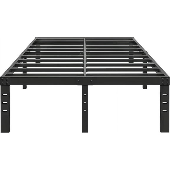 14 Inch Metal California King Size Bed Frame No Box Spring Needed - Easy Assembly Heavy Duty Noise Free Bedframes - Double Black Basic Steel Slats Platform with Storage