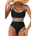 thumbnail image 1 of Conjunto de bikini Herseas para mujer, negro, talle alto, acolchado, XL, 1 of 6