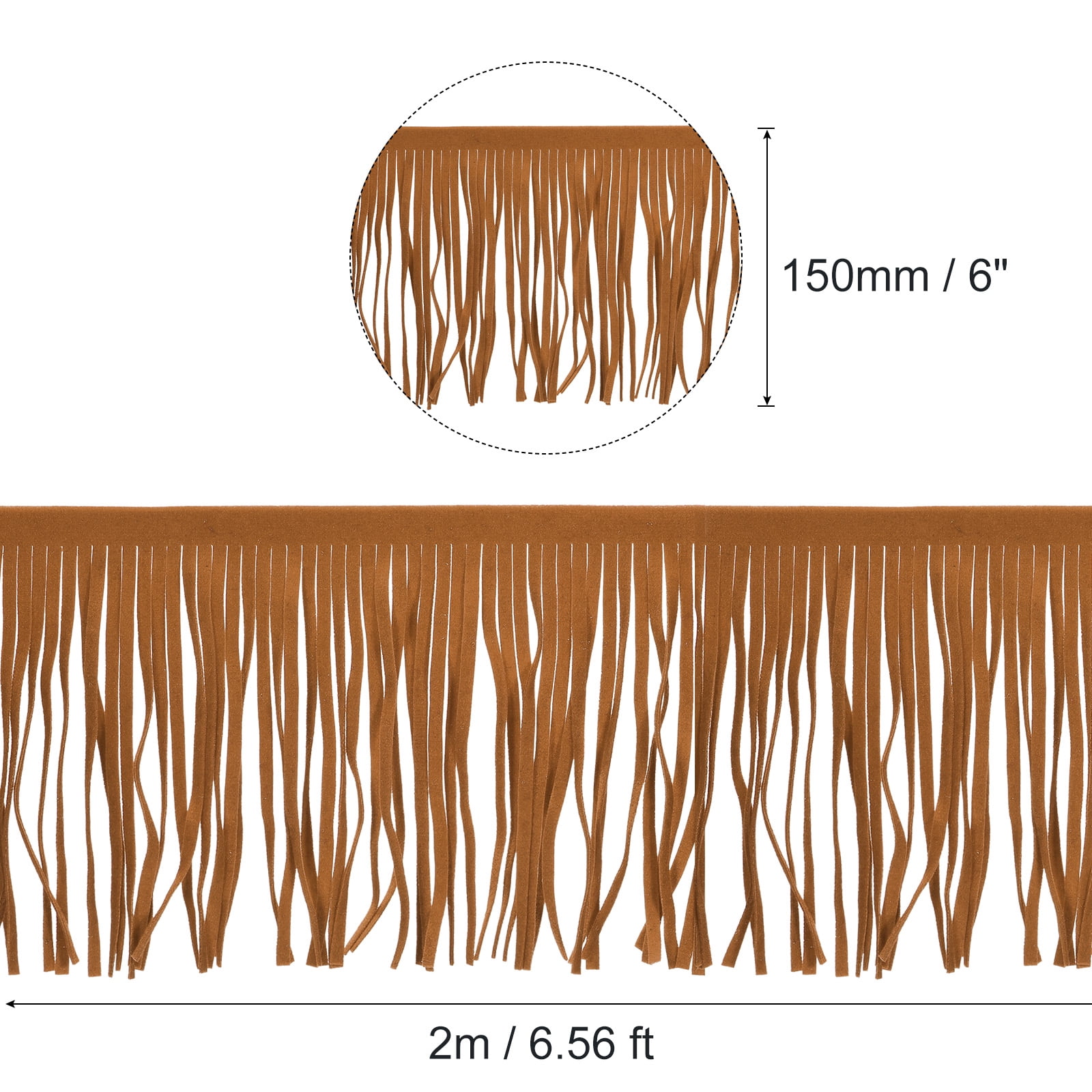 Unique Bargains PU Leather Fringe Trim Double Side for Dress Crafts Decor Brown