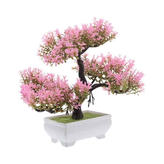 DEEPCRAFF Plastic Artificial Bonsai Tree Pink for Bookshelf 1Pcs 9.1x8.7x4.7in