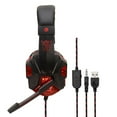 thumbnail image 1 of Graflsoa SY830MV Casque de Jeu Réglable avec Lumières LED, Double Interface (AUX+USB), et Contrôle du Volume en Noir et Rouge, 1 of 7