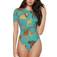 thumbnail image 2 of Goofa Cute Animals Printed Women Rash Guard Short Sleeve,Tummy control Swimsuit Surfing Swimsuit Bathing Suit One Piece Swimsuit UPF 50-Medium, 2 of 9