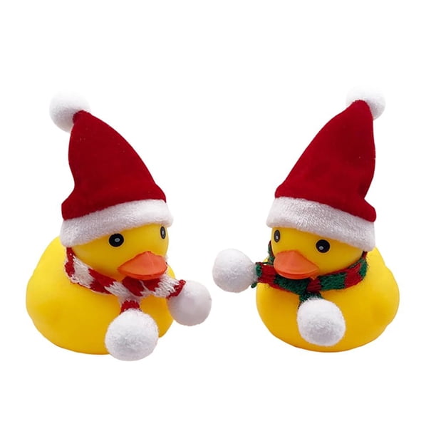 Pato Amarillo Navideño Con Sombrero, Bufanda, Adornos De Coche De Juguete, Decoraciones Para Salpicadero De Coche, Regalos Eigraketly OD014046-00