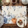 thumbnail image 4 of Thanksgiving Pumpkin Placemats Set of 12 Fall Leaf Starfish Heat Insulated Linen Place Mats, Washable Stain-Proof Table Mats for Dining Tables Holiday Decor 13x19inch, 4 of 9