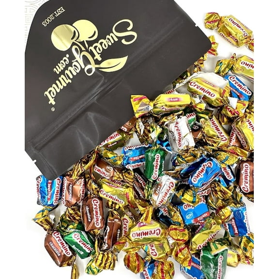 SweetGourmet Cremino Assorted Toffees, Arcor Soft Chewy Foil Wrapped Candy, 1-Pound Bag, Chocolate, Mint, Vanilla, Butter-rum, and Coffee