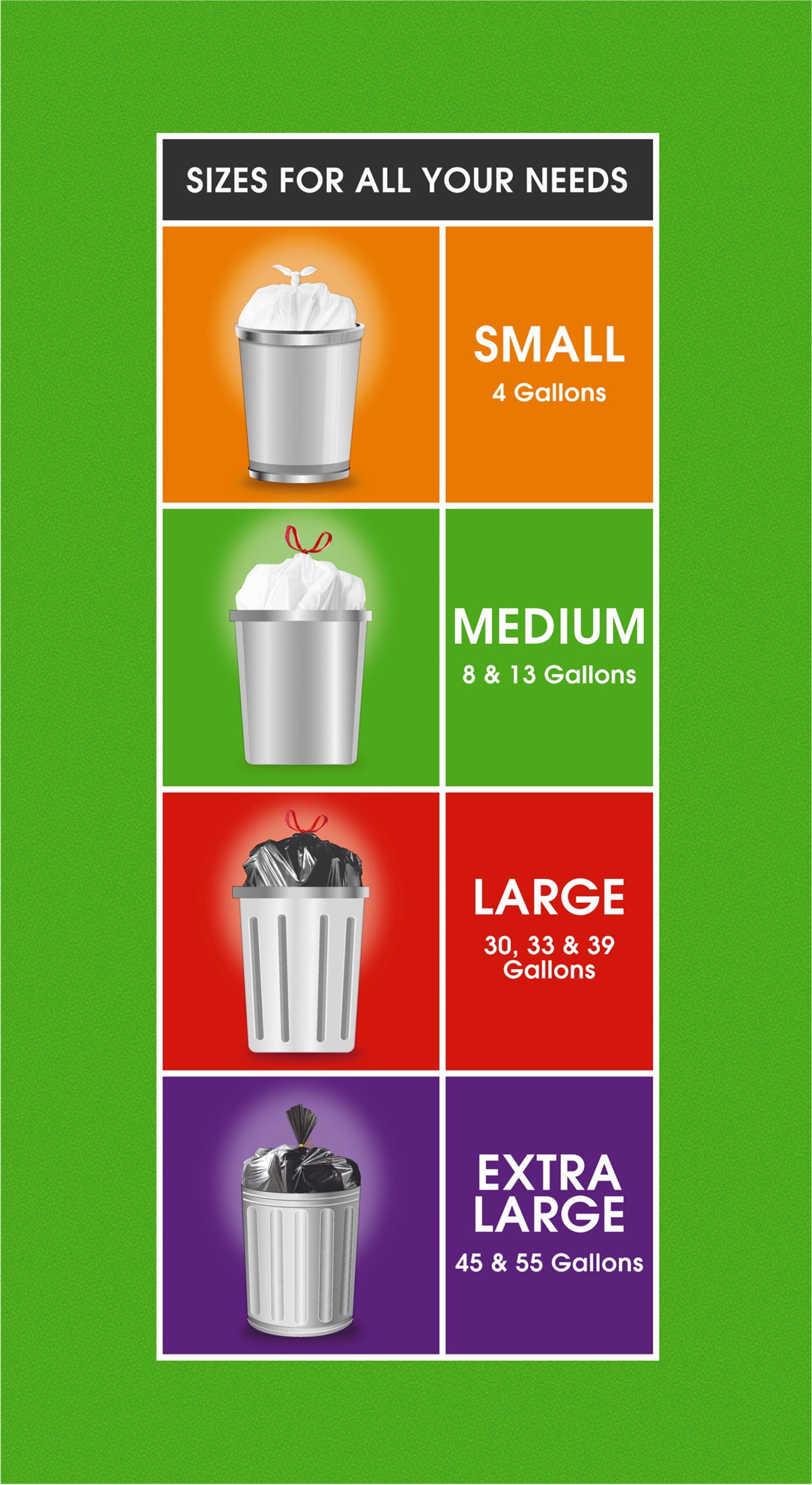 Great Value Strong Flex 13-Gallon Tall Kitchen Drawstring Trash Bags, Unscented, 120 Bags