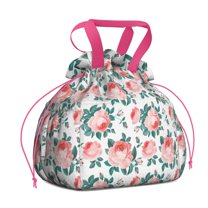 Pioneer Flower Floral Print Pattern Drawstring Lunch Bag Women - Drawstring Lunch Bag Insulated for Work Office - Stain-Resistant Large Lunchbags for Women with Multi-Pockets