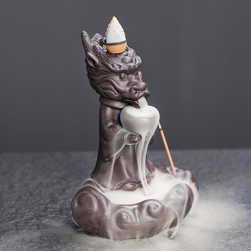 Dragon King Backflow Incense Burner Ceramic Incense Holder Home Decor Aromatherapy Relaxation Gifts for Home Office