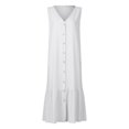 thumbnail image 5 of Cathalem Dresses for Women Women's Summer Casual Sleeveless Basic Swing Dress Flowy Beach Sundress(White,L), 5 of 5