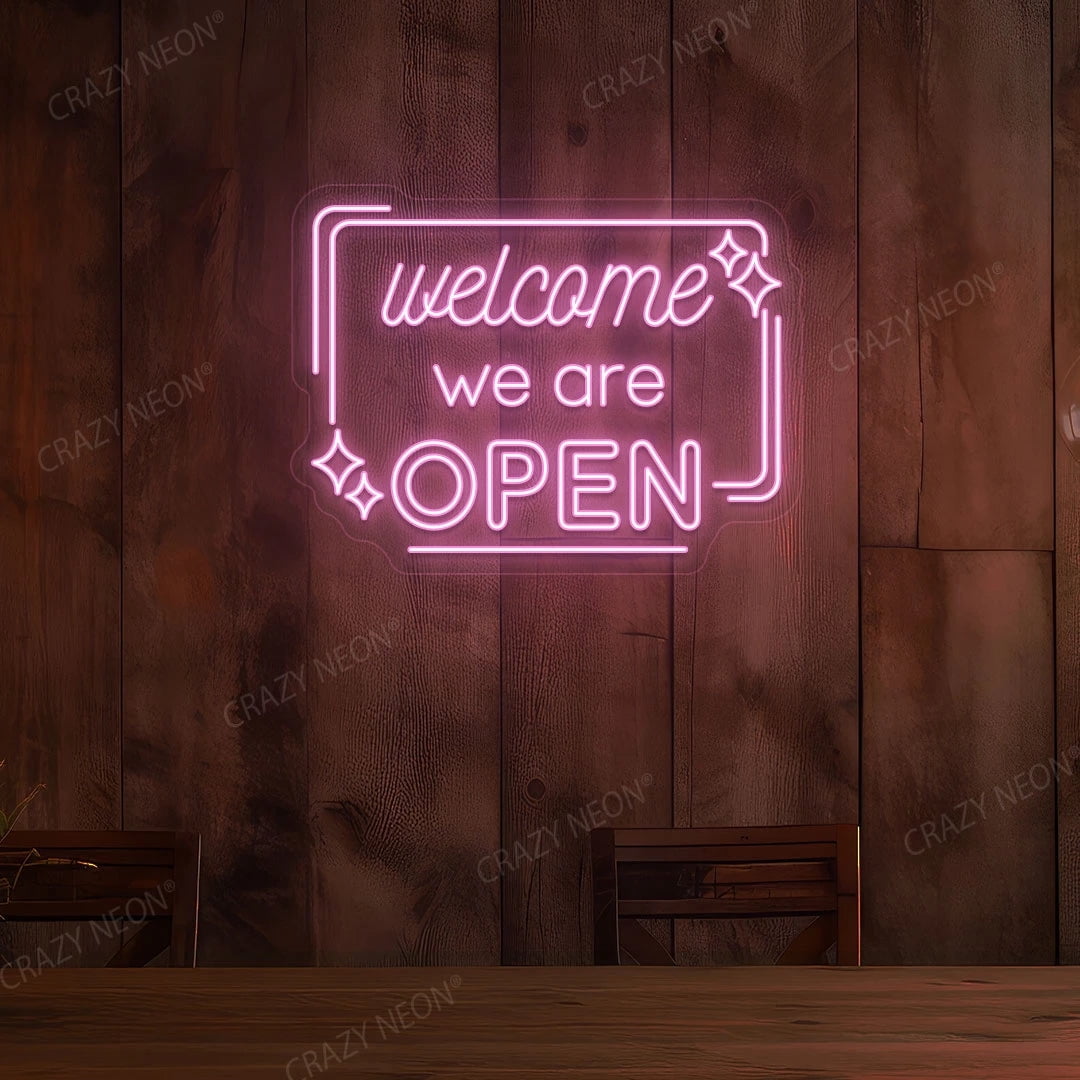 Welcome We are Open Sign (Purple, 42"(W)x31.5"(H))