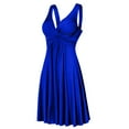 thumbnail image 7 of Elainilye Fashion Womens Dresses V-neck Retro Sling Pleated Slim Flare Skirt Dresses Prom Party Dress,Blue, 7 of 7