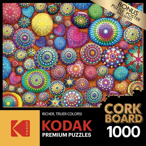 Cra-Z-Art Kodak Premium 1000-Piece Mandala Stones Cork Board Multicolor Adult Jigsaw Puzzle