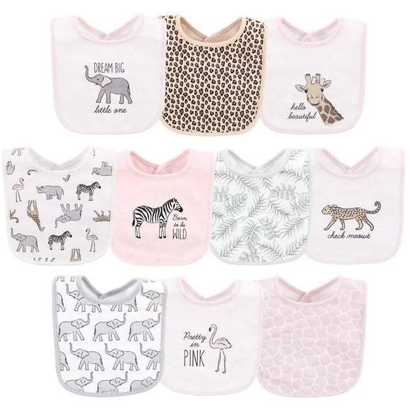 Baberos de Algodón Hudson Baby rosa Safari Moderno para Bebé Unisex Talla Única