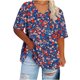 thumbnail image 4 of Puntoco Liquidación de blusas cortas para mujer Camisa básica estampada de manga corta con cuello en V y talla grande para mujer, 4 of 4