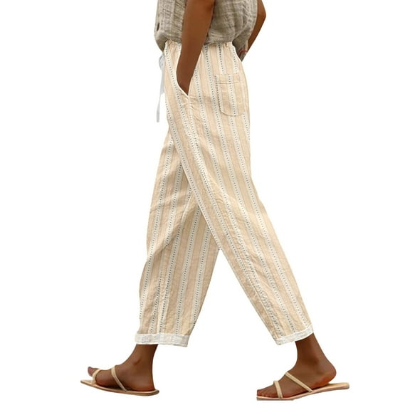 yunLCZ Wide Leg Pants Woman Women's Printed Everyday Casual Drawstring Pants