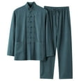 thumbnail image 2 of Men's Suits Slim Fit 2 Piece Suit Set for Men Business Formal Wedding Tuxedo One Button Jacket with Flat Front Pants Solid Color Party Dress Suit, 2 of 9