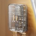thumbnail image 3 of Necklace Storage Box Jewelry Storage Box Transparent Wall Mounted Earring Ring Necklace Organizer with Multi-shaped Hooks for Home, 3 of 8