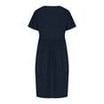 thumbnail image 4 of STETMN Women Summer Formal Dresses 2025 Loose Cotton and Linen Round Neck Half Sleeve Midi Dress, 4 of 6