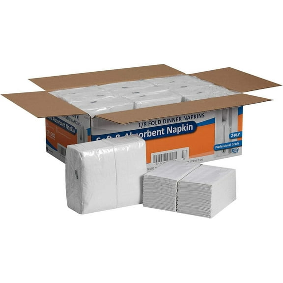 Marathon 2-Ply Dinner Napkin, 17" x 15", White, 1200/Pack, 12 Packs/Carton. A1